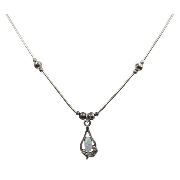 Wheeler Manufacturing Co. Jewelry - Vintage Sterling Silver Opal Teardrop Pendant Necklace WHEELER MANUFACTURING Co
